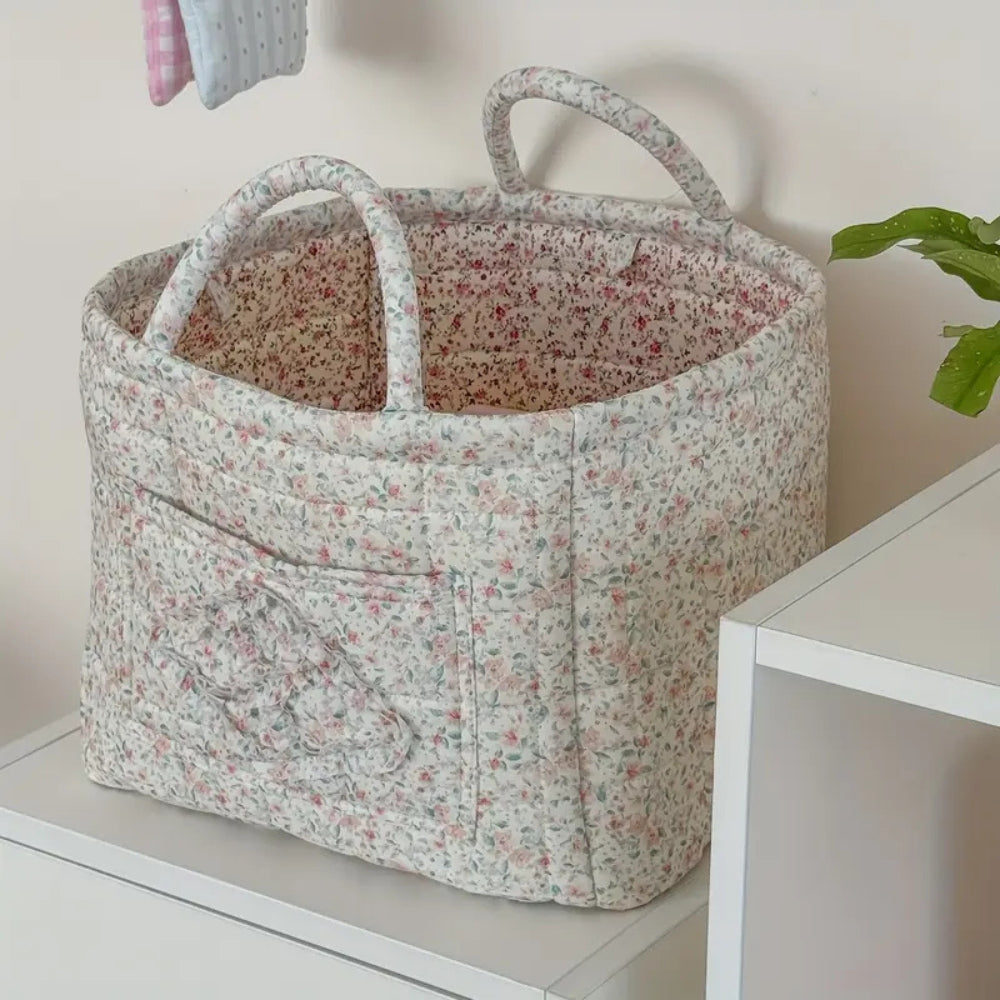 Miscellaneous Floral Quilted Storage Basket Blush Bloom