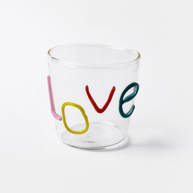 Miss Love Graphic Glass Drinking Cup Love