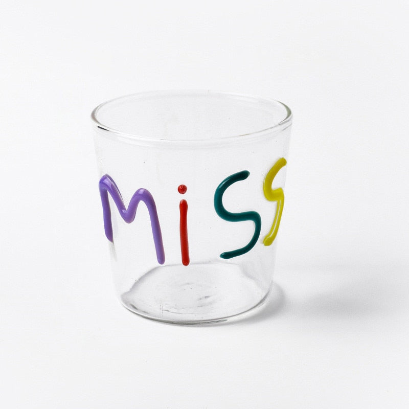 Miss Love Graphic Glass Drinking Cup Miss