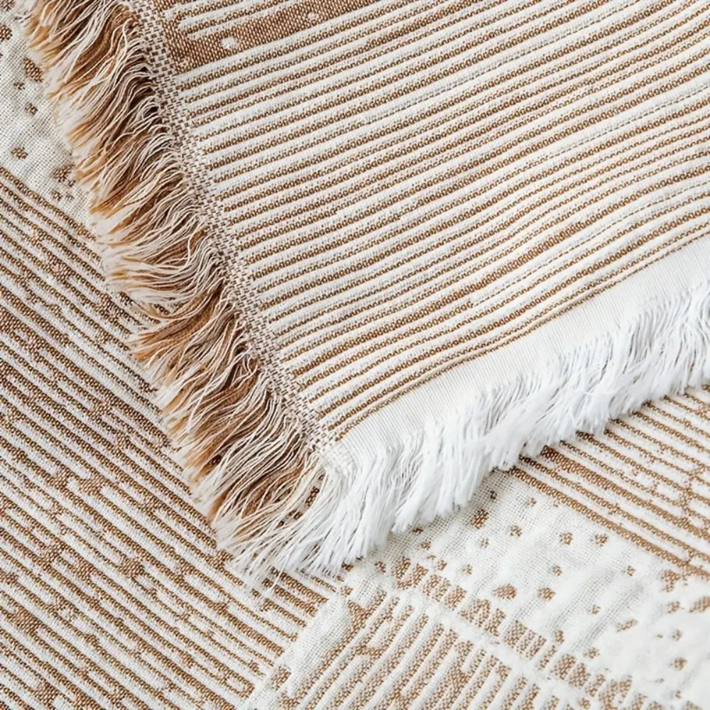 Mixed Tone Geometric Cotton Blanket Sand Strand
