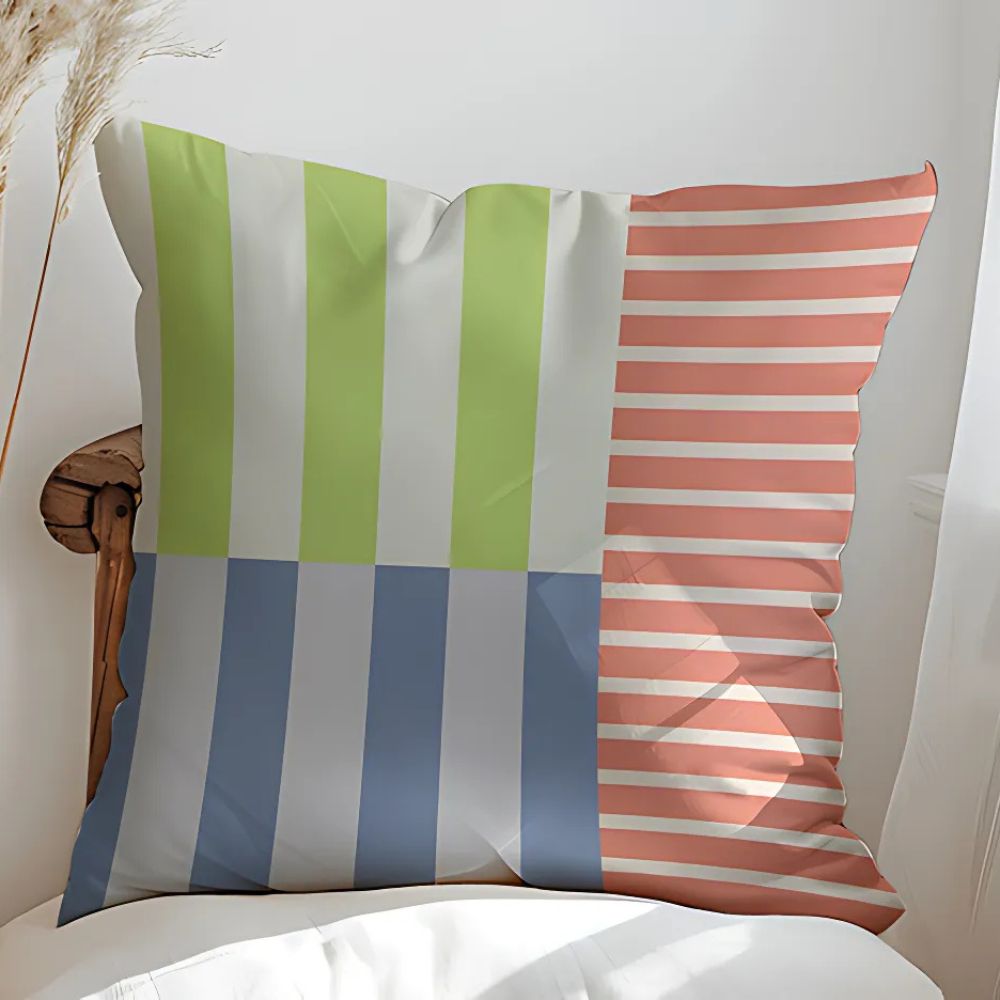 Mod Blocks Striped Cushion Cover Citrus Blush