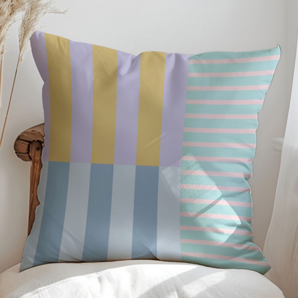 Mod Blocks Striped Cushion Cover Pastel Bloom