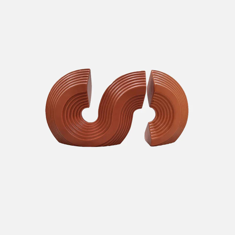 Modern Arch Bookend Sculptures Brown Double