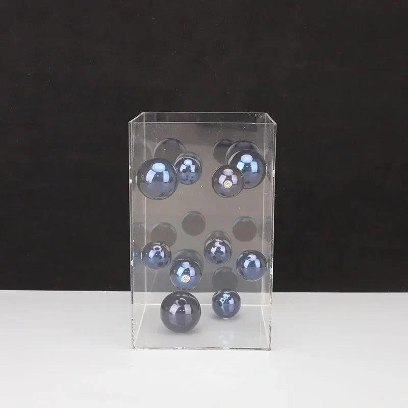 Modern Dot Art Cube Blue Rectangle
