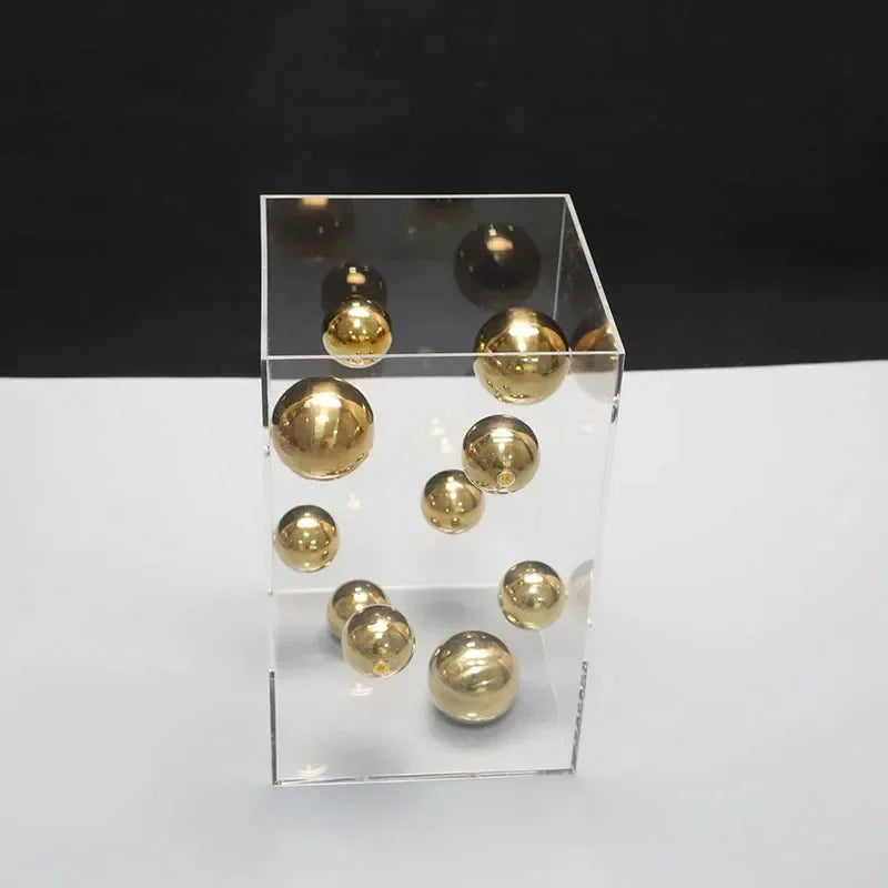 Modern Dot Art Cube Gold Rectangle