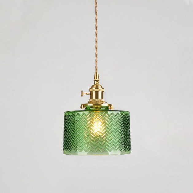 Modern Japanese Style Hanging Light - Final Sale Chevron Green