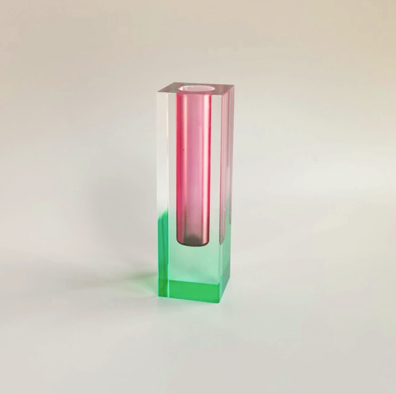 Modern Prism Acrylic Vase & Desktop Organizer Pink Lime Short