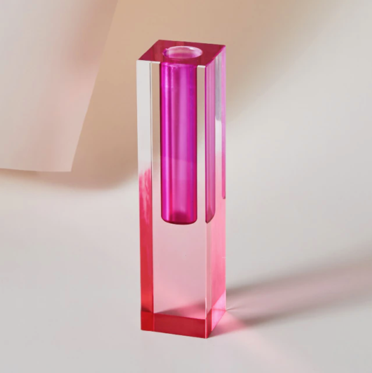 Modern Prism Acrylic Vase & Desktop Organizer Fuchsia Pink Tall