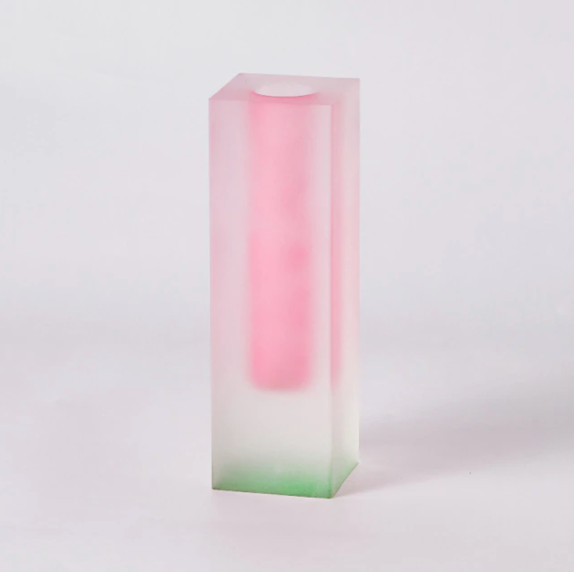Modern Prism Acrylic Vase & Desktop Organizer Pink Lime Frosted Short