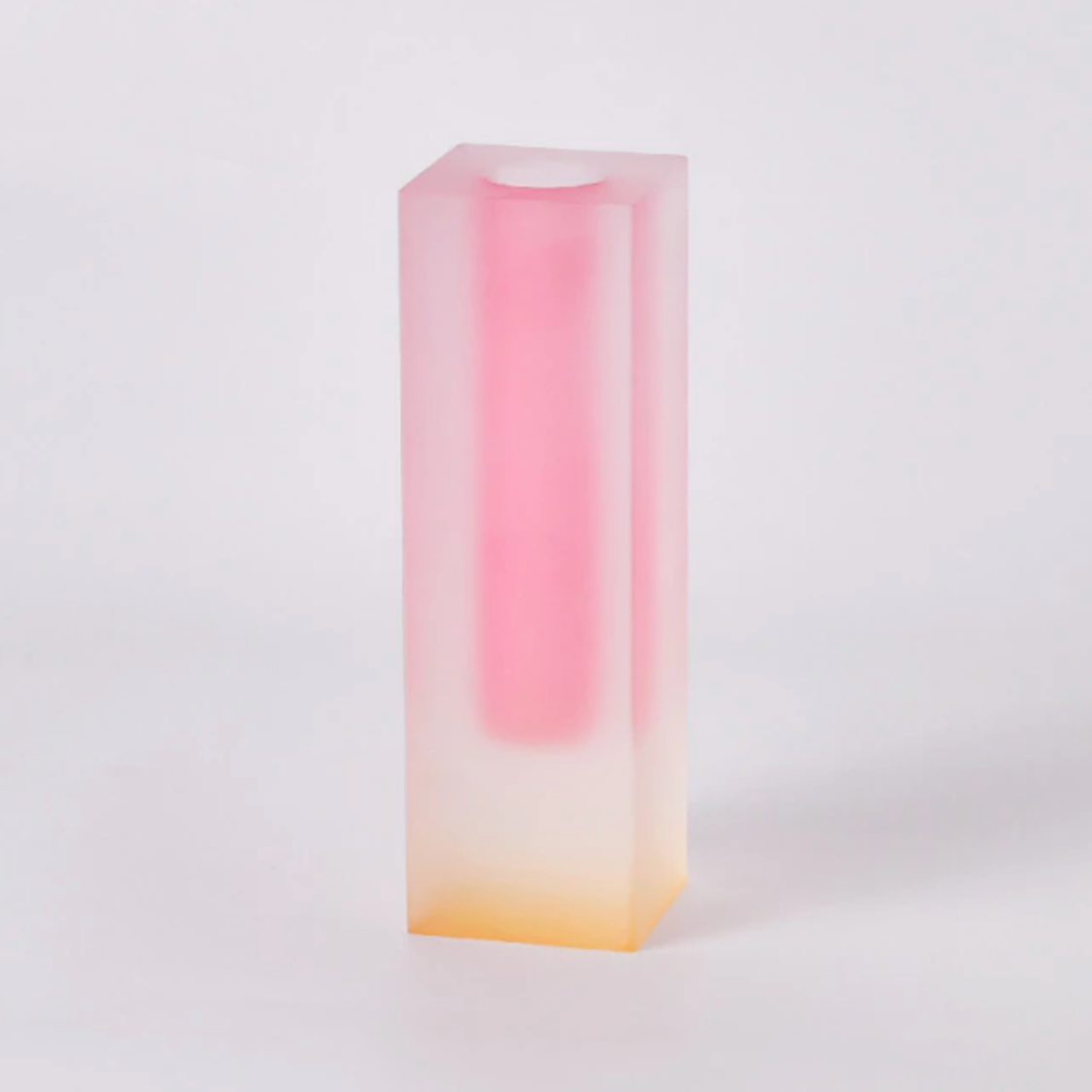 Modern Prism Acrylic Vase & Desktop Organizer Pink Yellow Frosted Short
