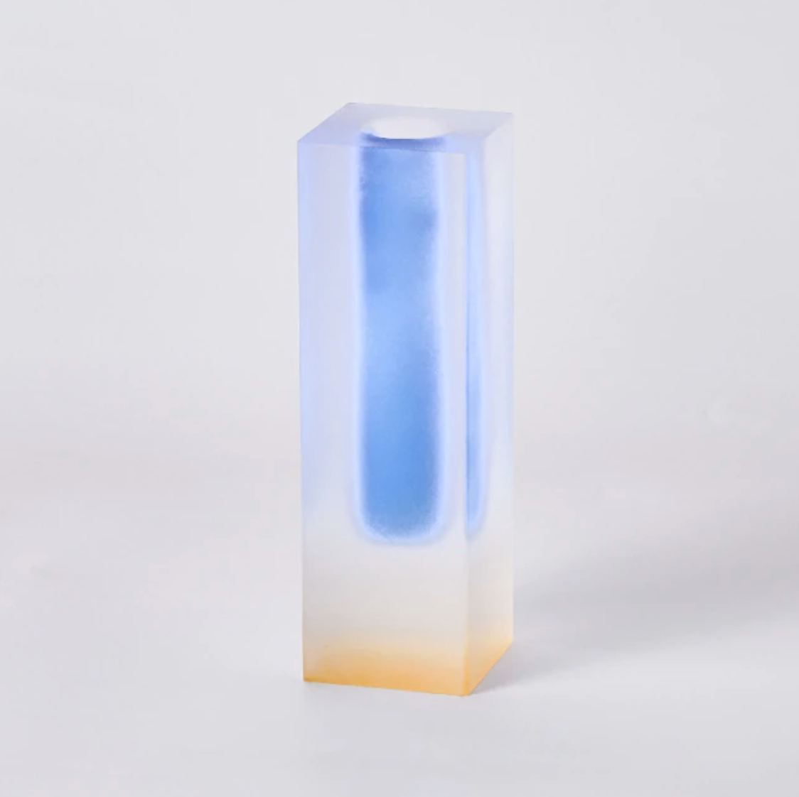 Modern Prism Acrylic Vase & Desktop Organizer Blue Yellow Frosted Short