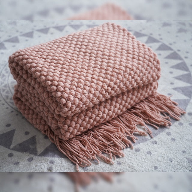 Modern Waffle Knit Throw Blanket Waffle Knit Pink