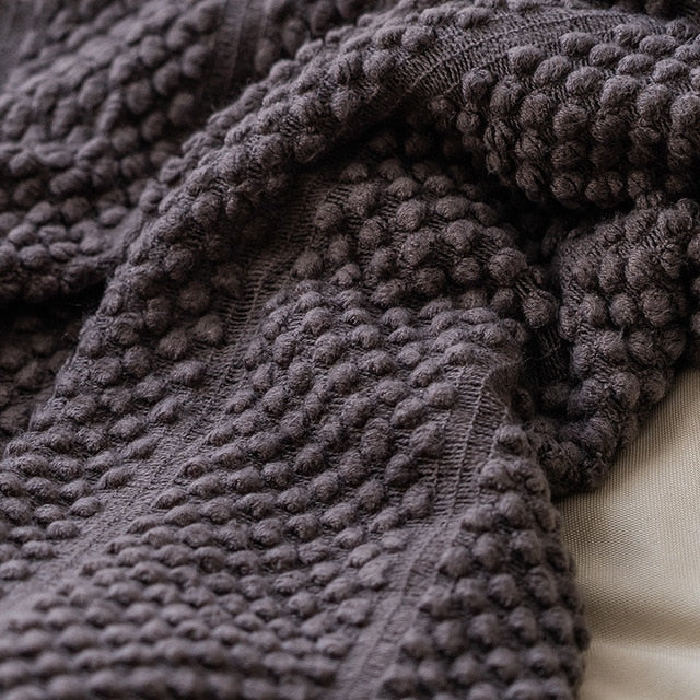 Modern Waffle Knit Throw Blanket Striped Waffle Knit Brown