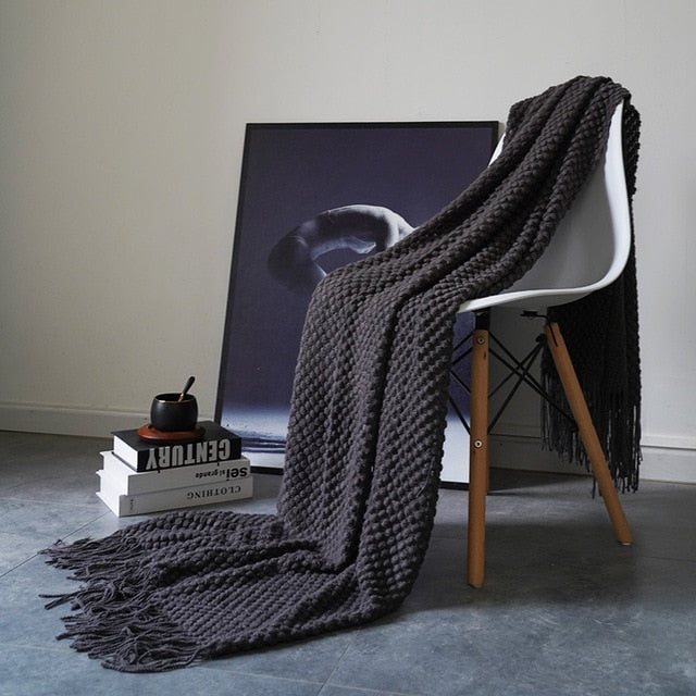 Modern Waffle Knit Throw Blanket Waffle Knit Brown