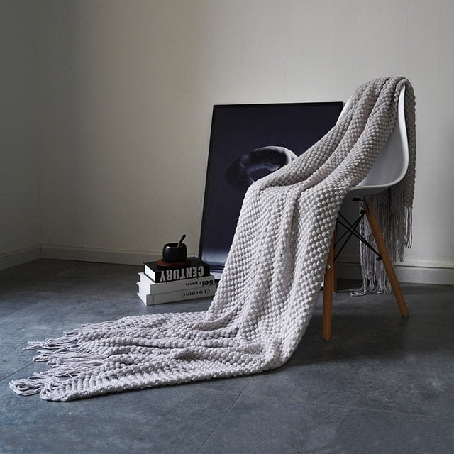 Modern Waffle Knit Throw Blanket Waffle Knit French Grey