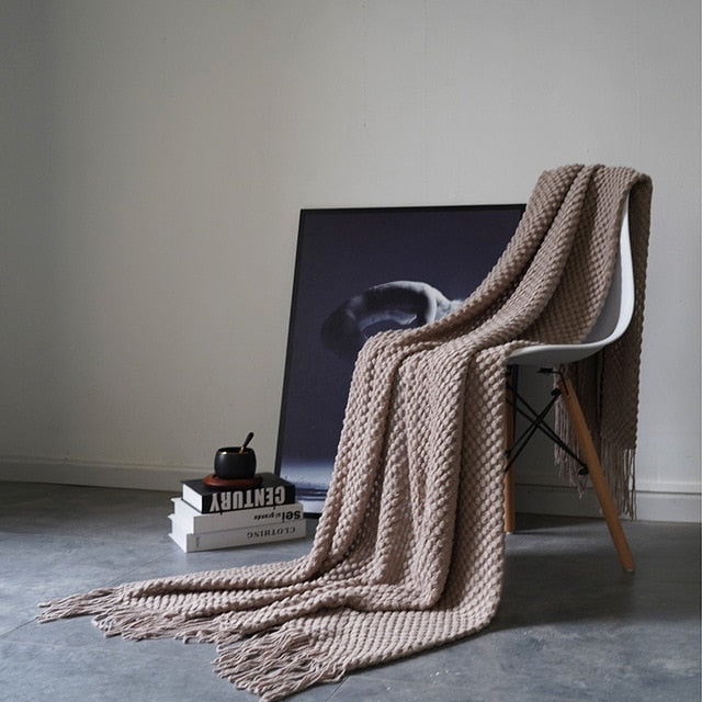 Modern Waffle Knit Throw Blanket Waffle Knit Khaki