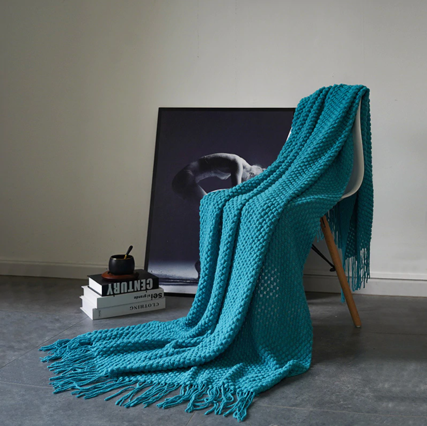 Modern Waffle Knit Throw Blanket Waffle Knit Teal