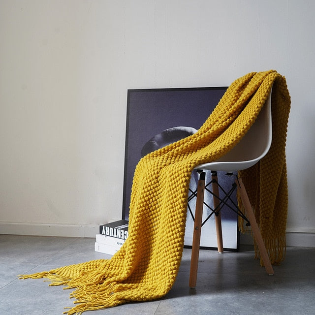 Modern Waffle Knit Throw Blanket Waffle Knit Marigold