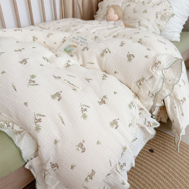 Bunny Ruffle Toddler Bedding Set – Cotton Muslin