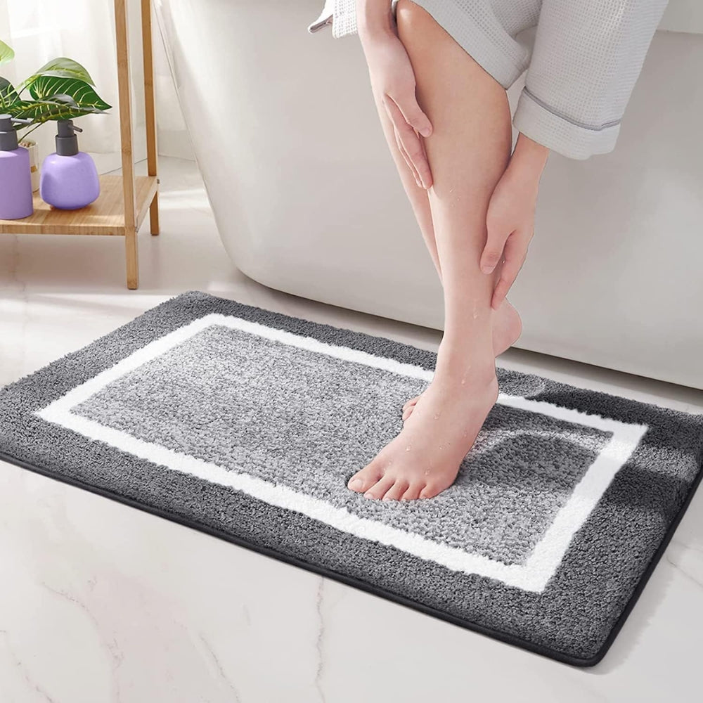 Modern Border Anti-Slip Bath Mat Slate Glow