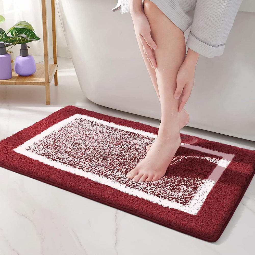 Modern Border Anti-Slip Bath Mat Ruby Glow