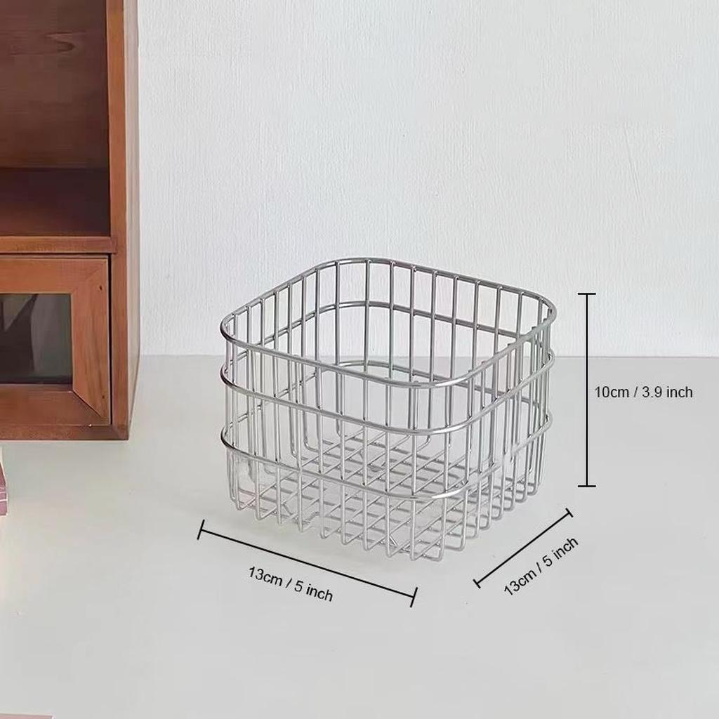 Modern Sliver Desk Storage Basket 5 x 5 x 3.9 Inch