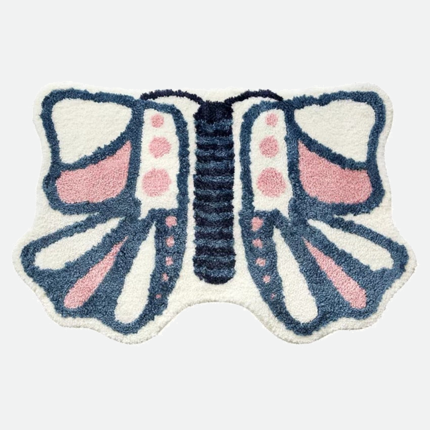 Monarch Butterfly Area Rug & Bath Mat Blue Multi
