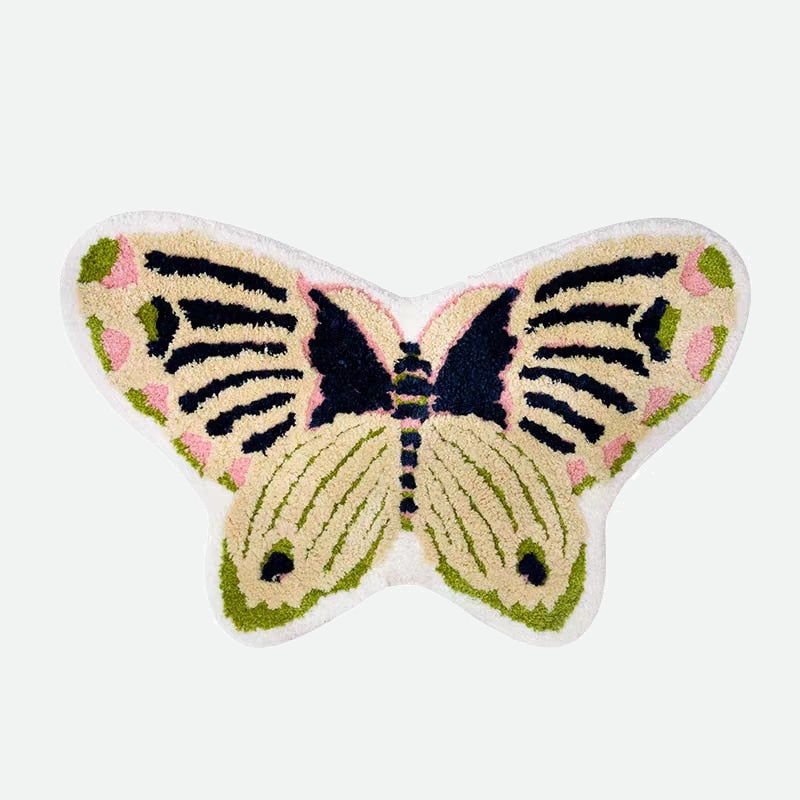 Monarch Butterfly Area Rug & Bath Mat Green Multi