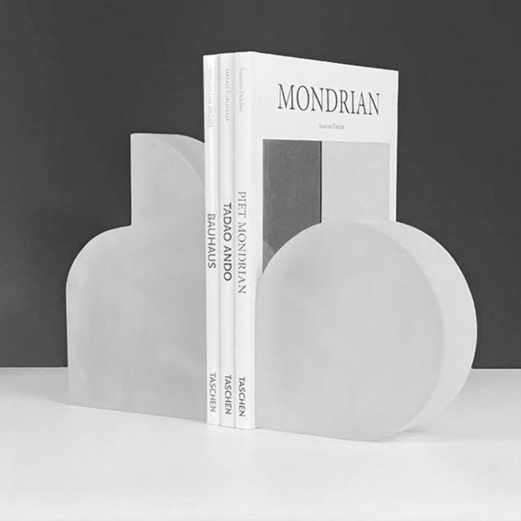 Monochrome Glass Non-Skid Bookends White 2 Pc Set