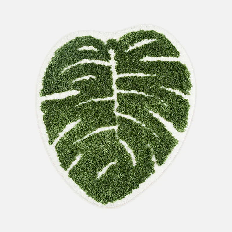 Monstera In White Bath Mat