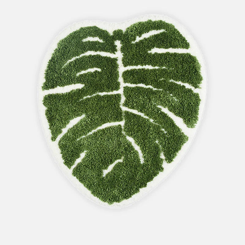 Monstera In White Bath Mat Large