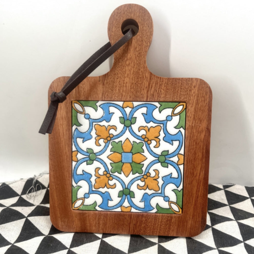 Moroccan Ebony Floral Wooden Trivets Scroll Mix