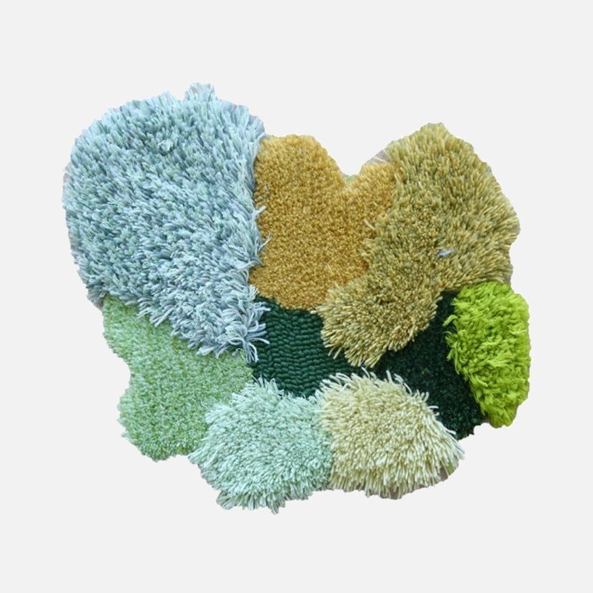 Moss Cloud Mixed Pile Wool Area Rug and Tapestry Lake
