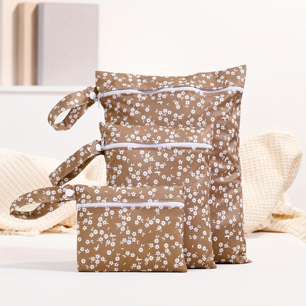 Reusable Nappy Wet Bag Set | 3pcs Cocoa Bloom