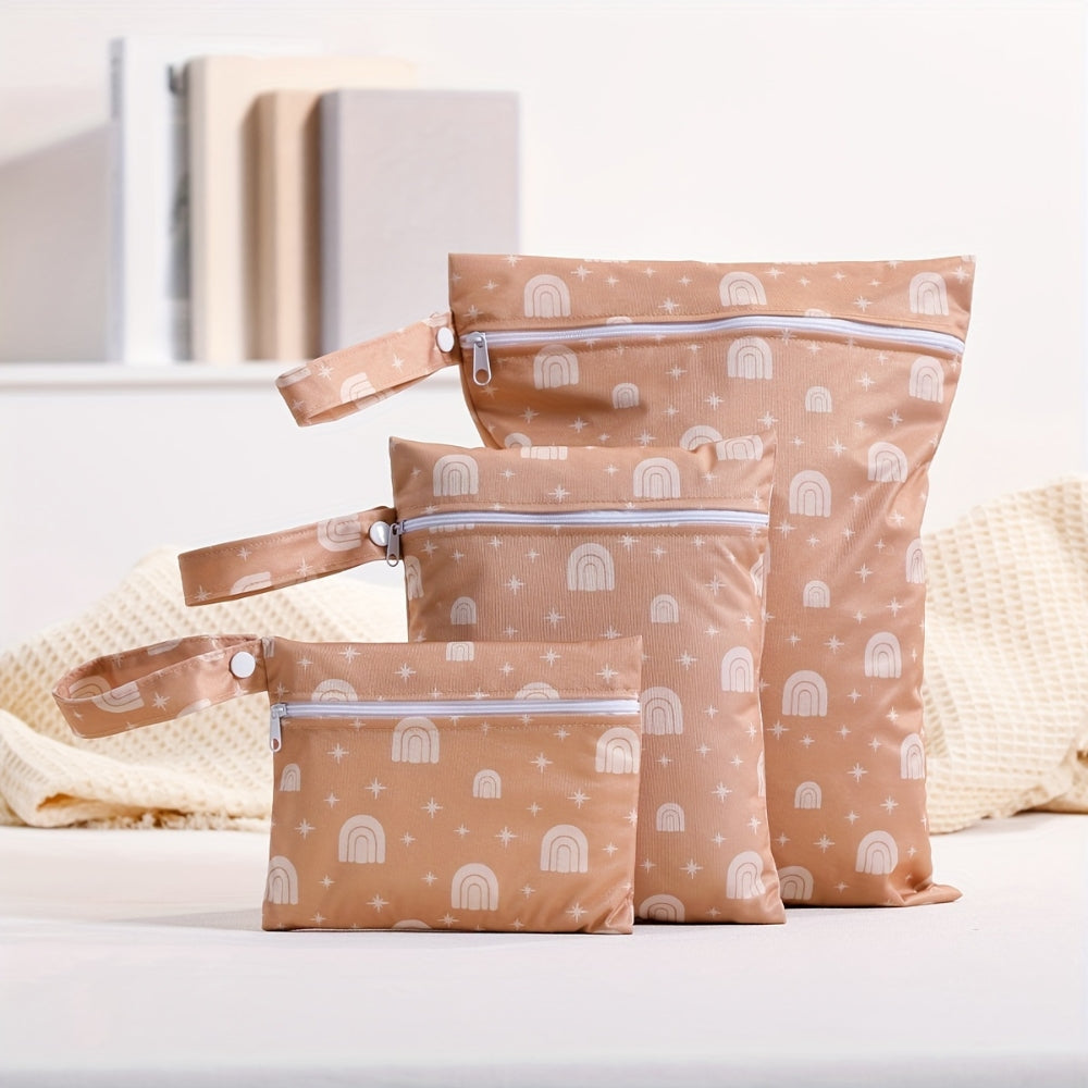 Reusable Nappy Wet Bag Set | 3pcs Peach Rainbow