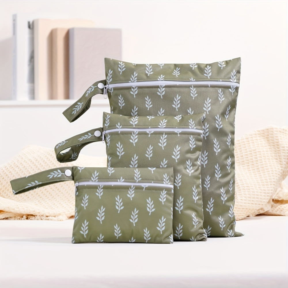 Reusable Nappy Wet Bag Set | 3pcs Olive Branch