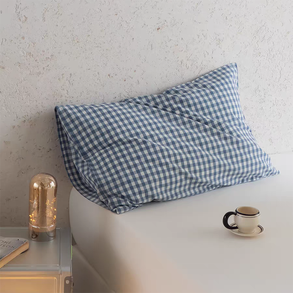 Multicolor Cotton Gingham Pillowcase Navy