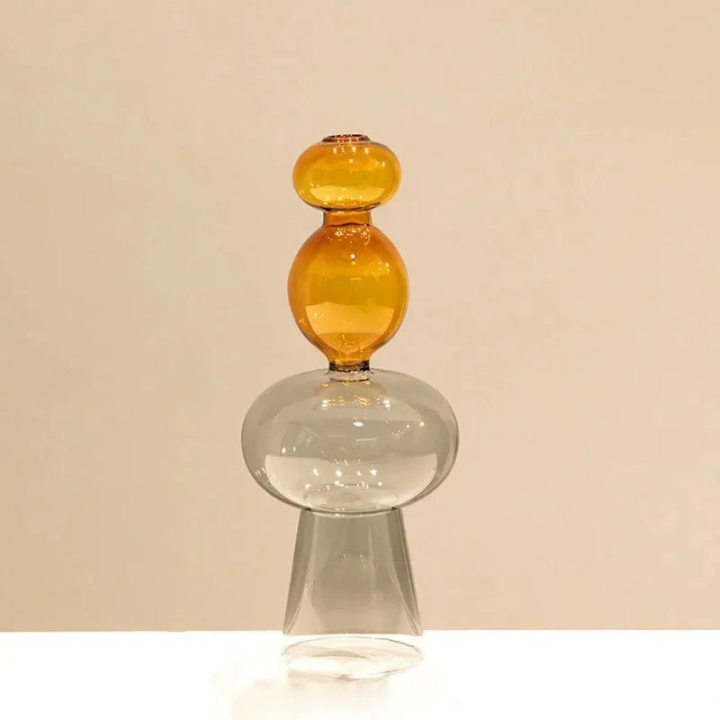 Luminara Stacked Glass Vase Collection Orange Pebble Stack