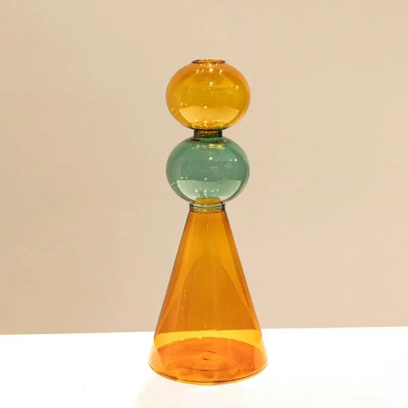 Luminara Stacked Glass Vase Collection Orange Multi Wide Tower
