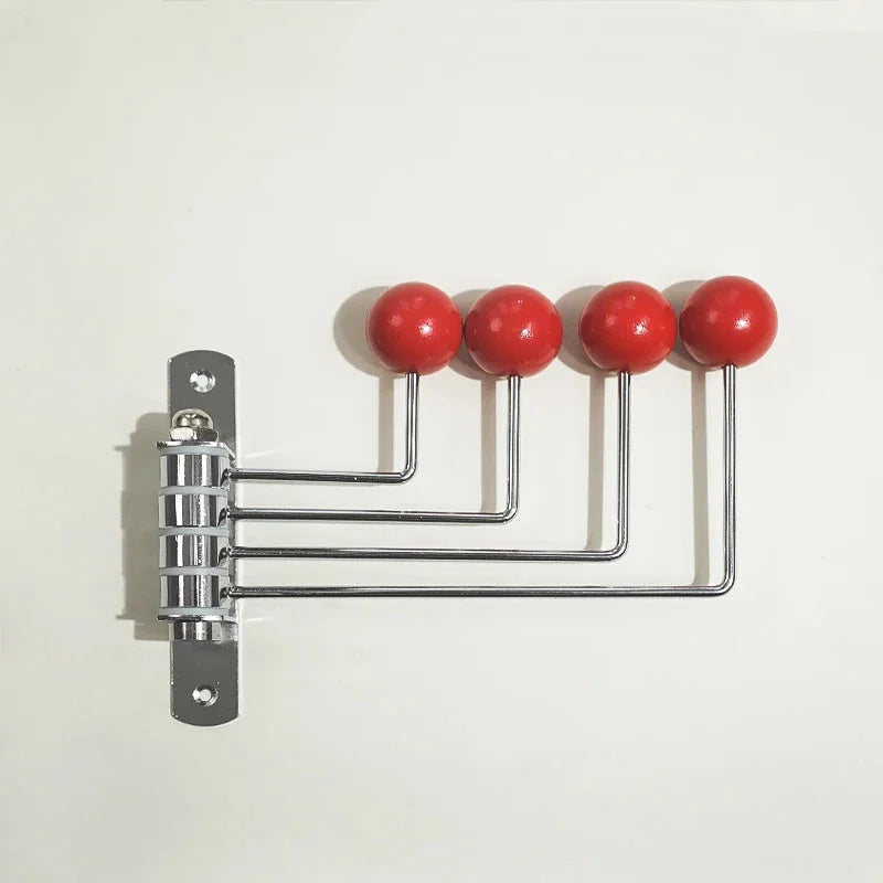 Everly Midcentury Wall Hook Rack 4 Hooks Red