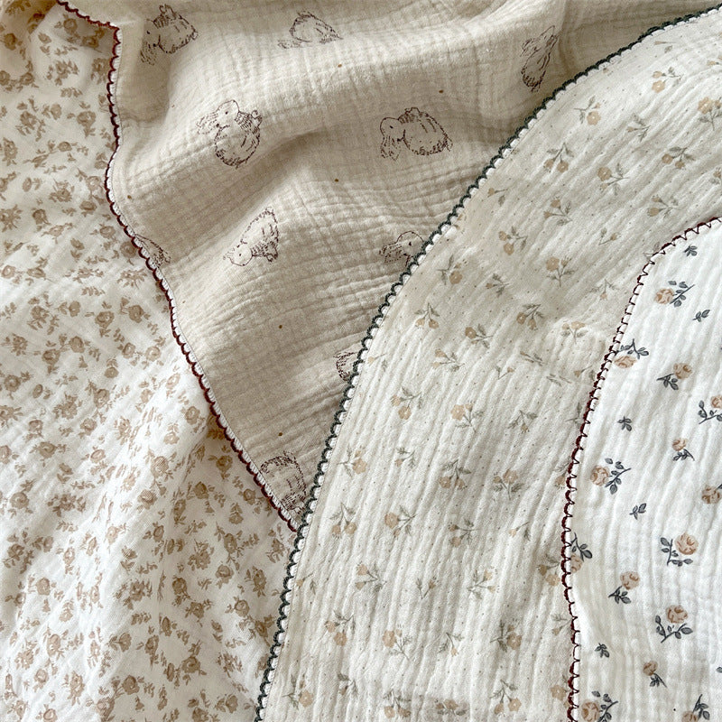 Cotton Muslin Baby Blanket – Vintage Floral Print