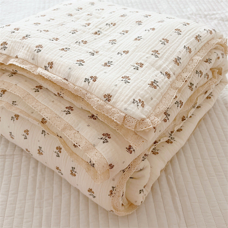 Calendula Floral Kids Comforter – Cotton Muslin with Lace Trim