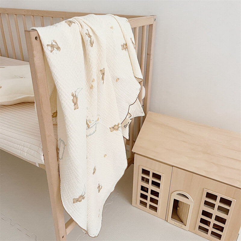 Teddy’s Bubble Bath Muslin Toddler Blanket & Pillow Set
