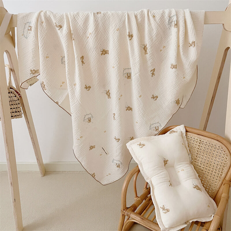 Teddy’s Bubble Bath Muslin Toddler Blanket & Pillow Set