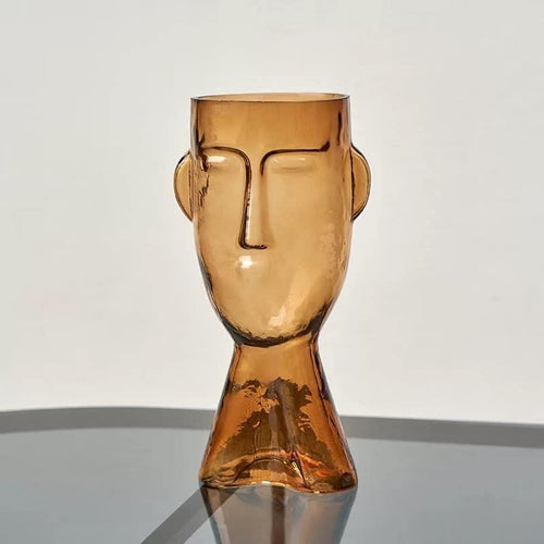 Artistic Face Handblown Glass Vase Peru Small