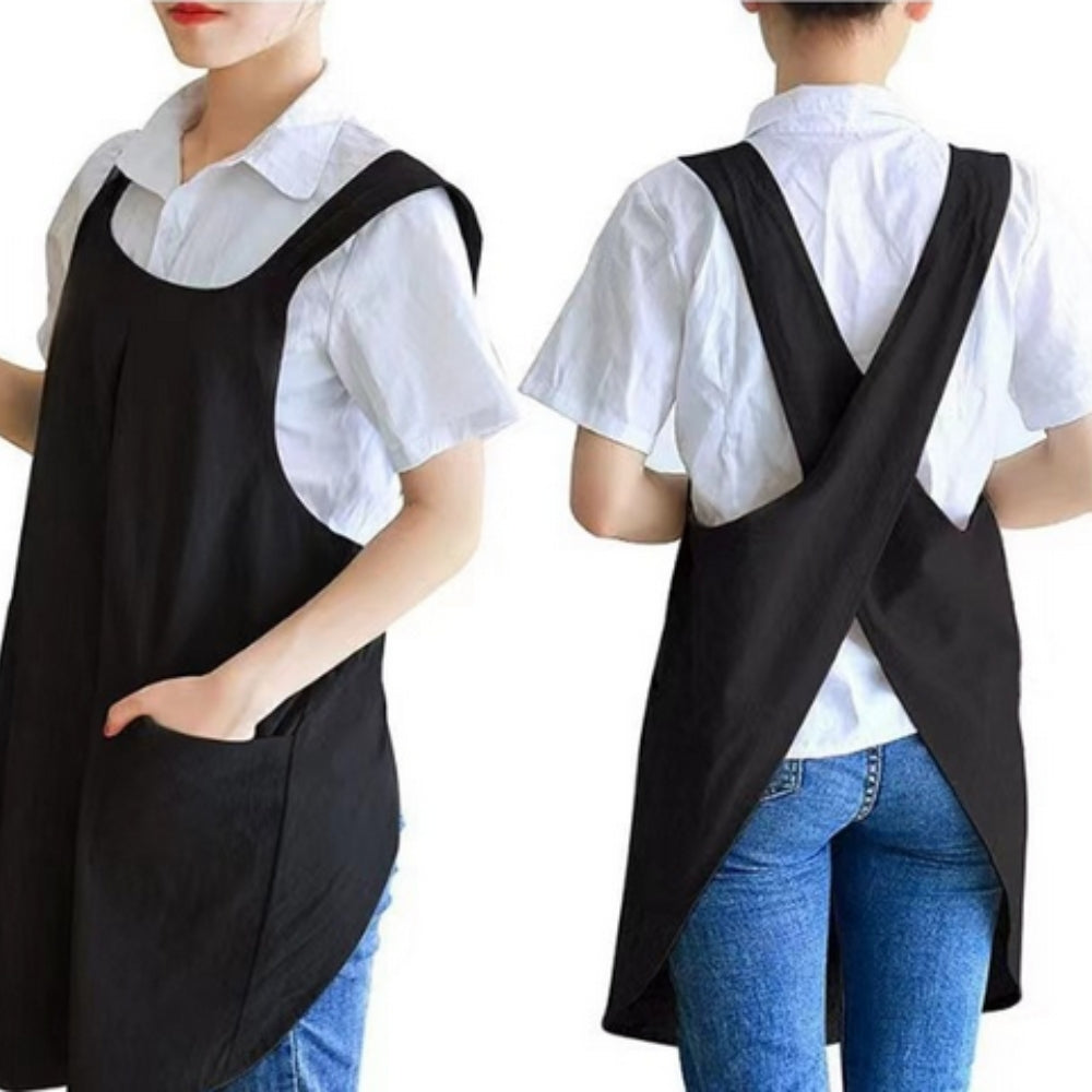 Nari Korean-Inspired Cross-Back Apron Black