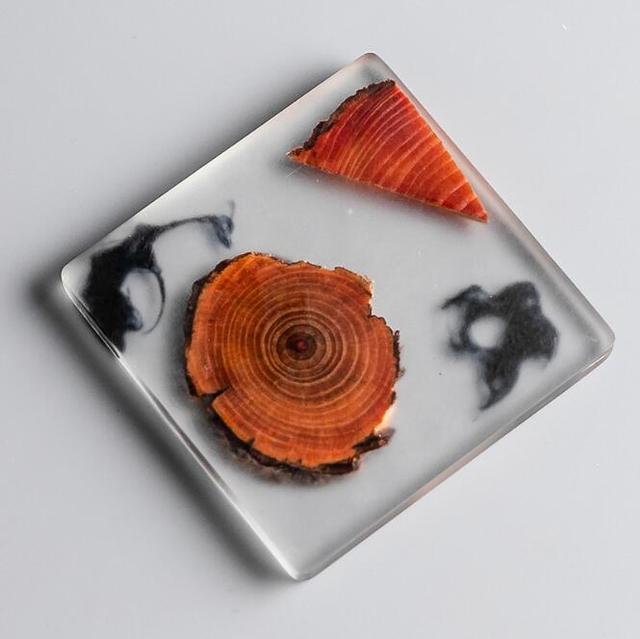 Natural Wood & Resin Coasters Square Singles