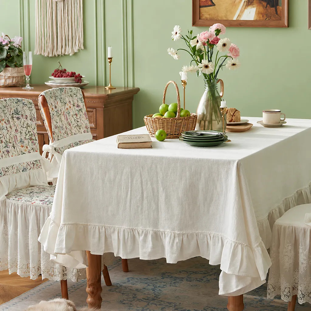 Natural Ruffled Tablecloth