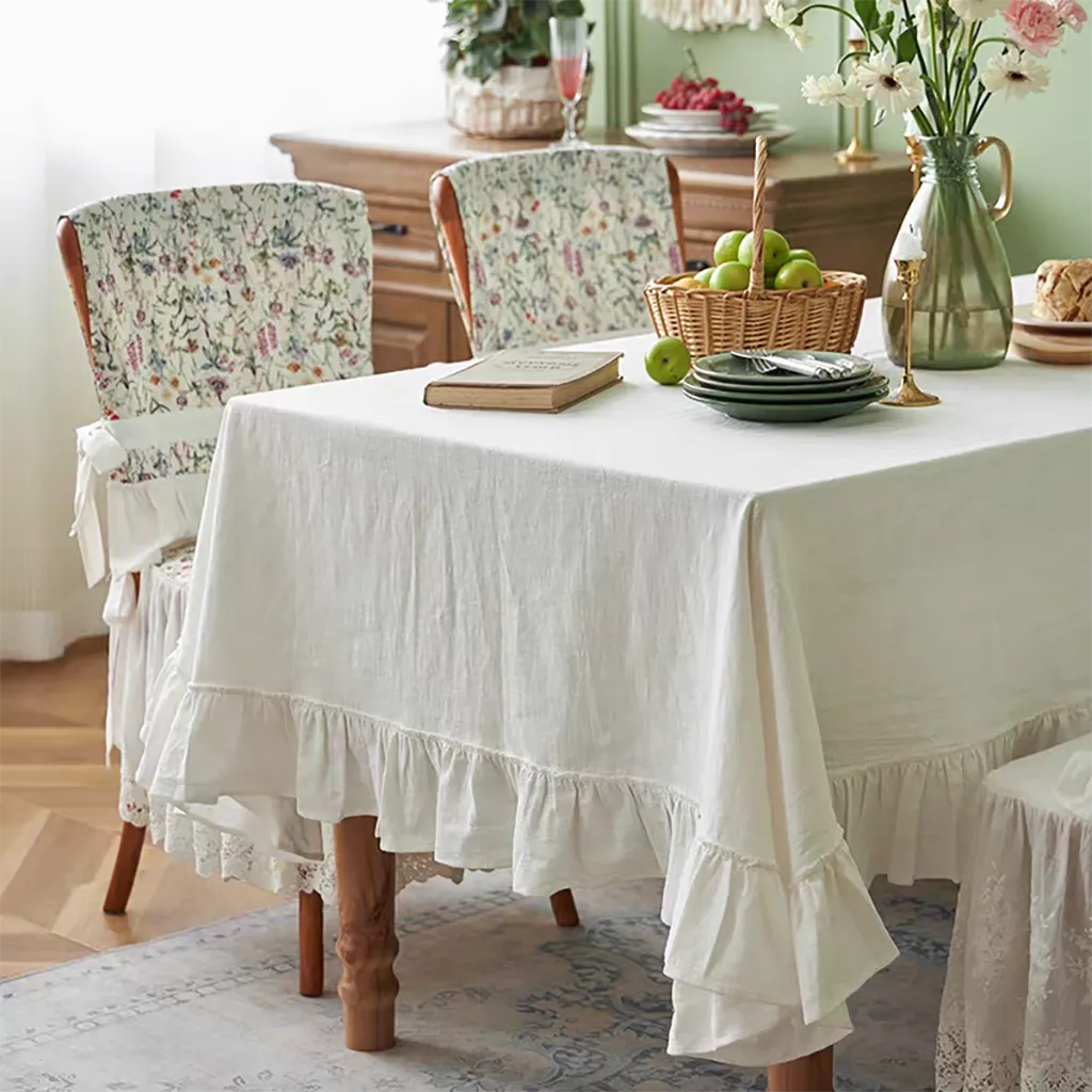 Natural Ruffled Tablecloth