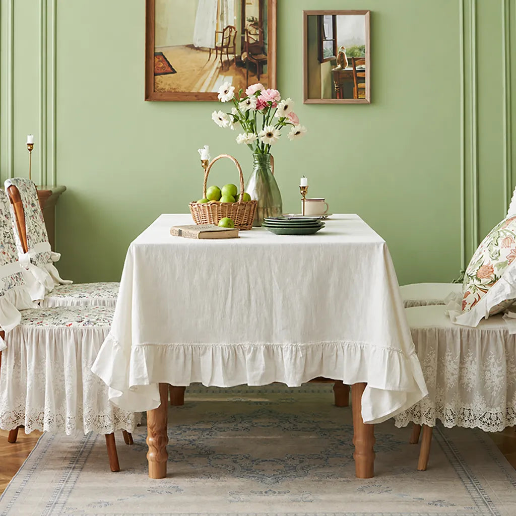 Natural Ruffled Tablecloth